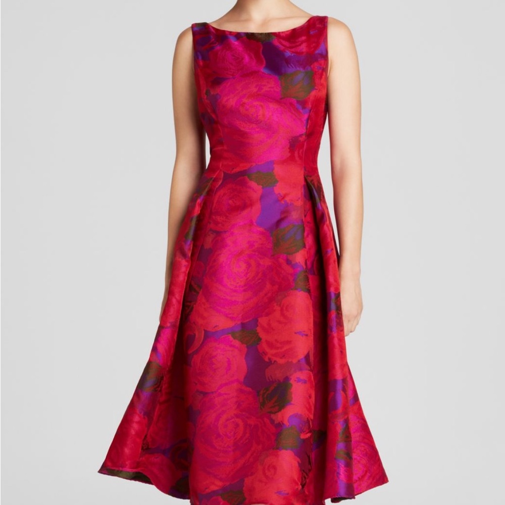 COPY - Size 4 Adrianna Papell pink/purple floral A-line midi dress